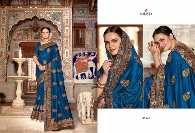 Kalista Bahurani Heavy Wedding Wear Vichitra Silk Designer Saree Collection